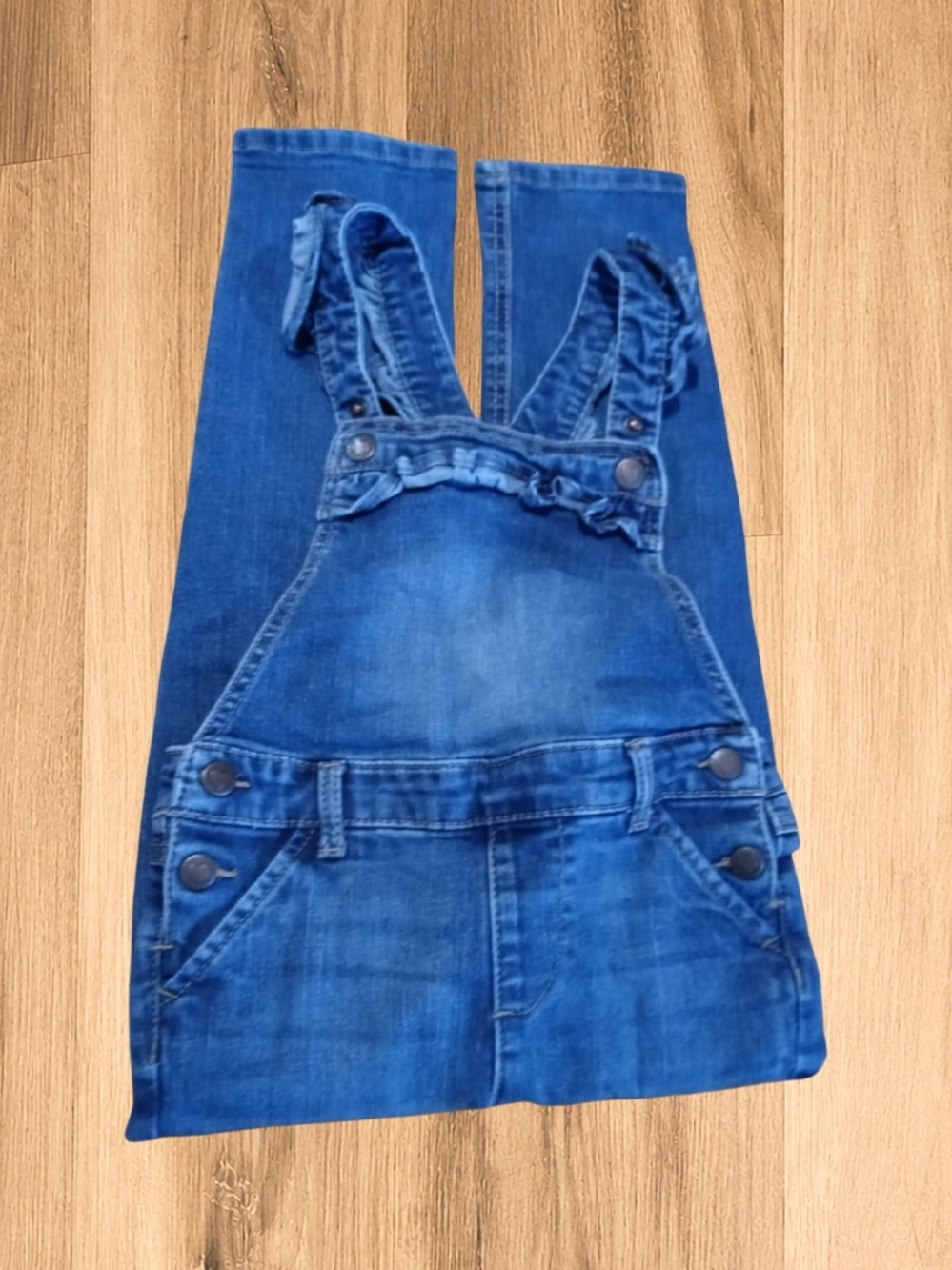 ⭐@) Wonder Nation Girls Denim Overalls Size 5T Blue Adjustable Straps Bib Jeans
